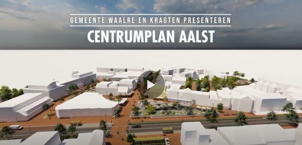 Een beeldfragment van de 3D animatie video over Vitaal Dorpshart Aalst. Klik op de afbeelding om naar de video op YouTube te gaan