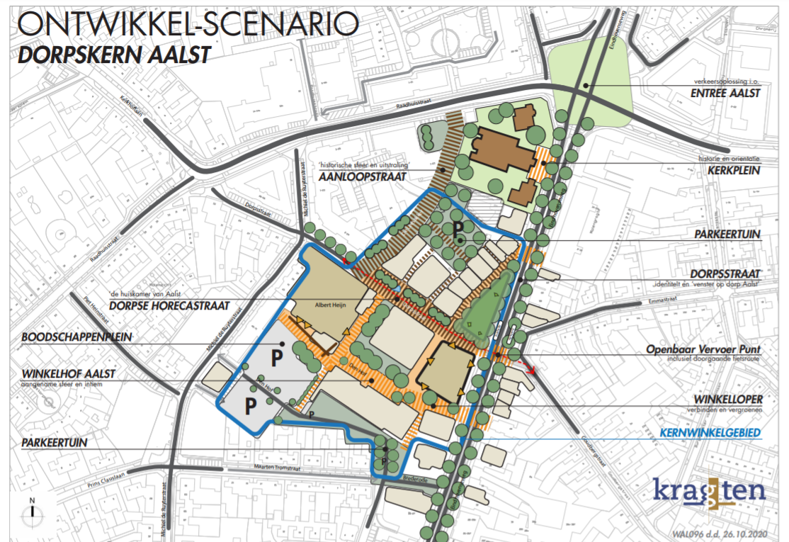 Kaart van het ontwikkelscenario dorpskern Aalst