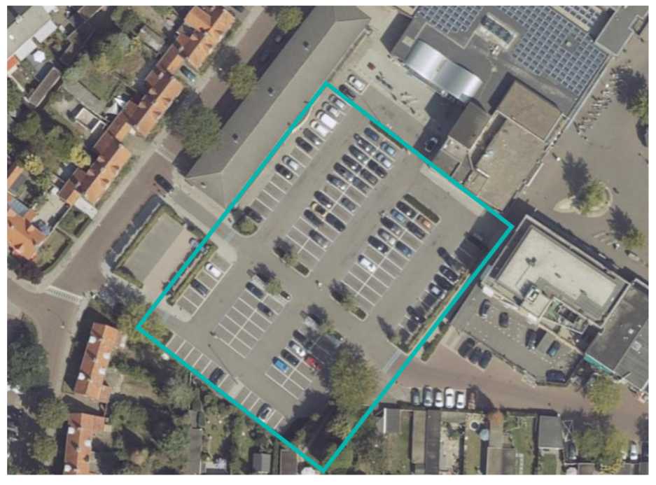 De voorziene locatie van de zonnecarport in de gemeente Waalre