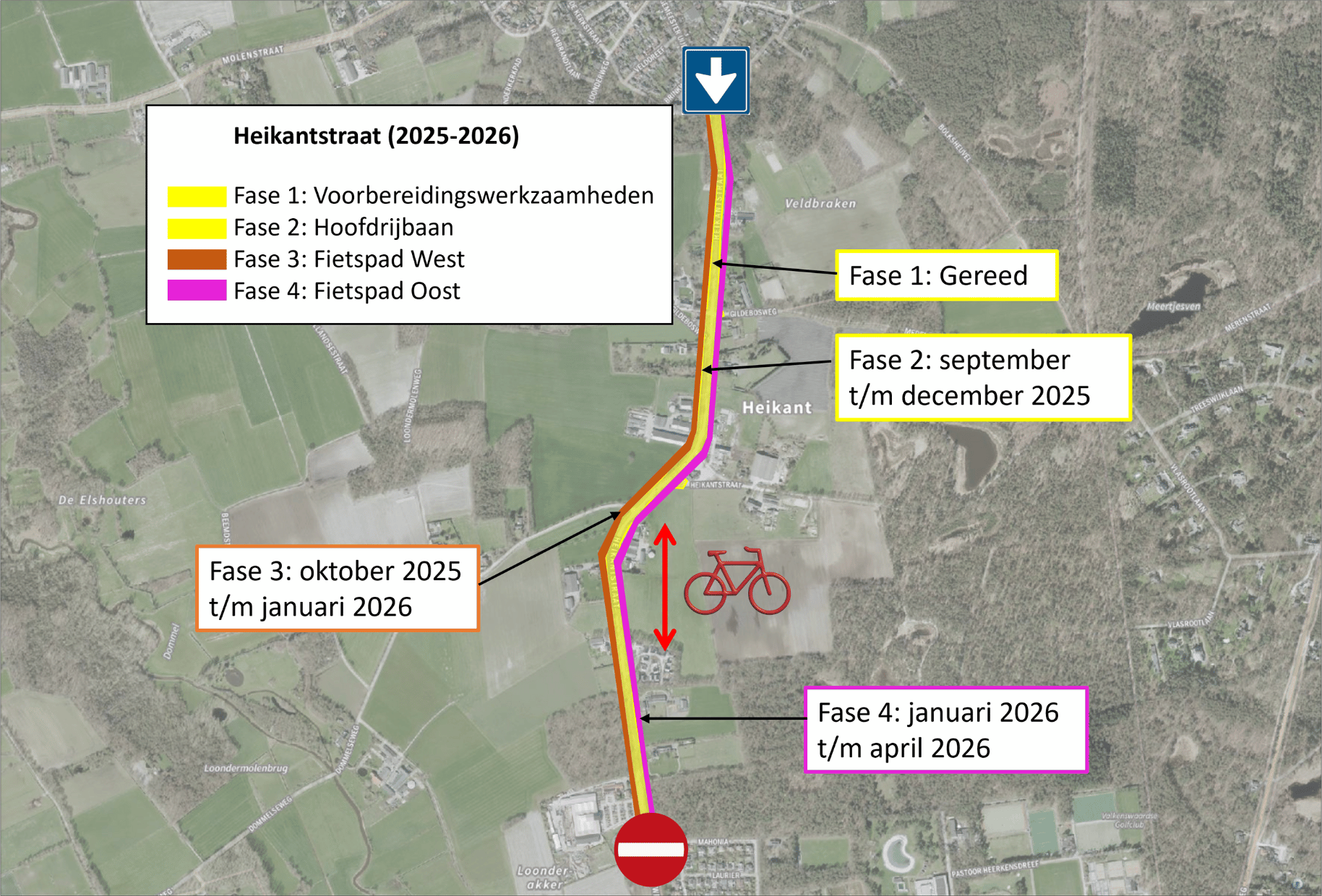 Globale planning werkzaamheden Heikantstraat die lopen van september 2025 tot en met april 2026